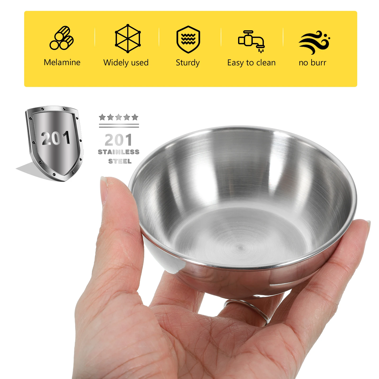 

4pcs Stainless Steel Saucer Appetizer Plates Shallow Wide Bowl Suitable Home Restaurants Food Shops Catering Halls Dipping