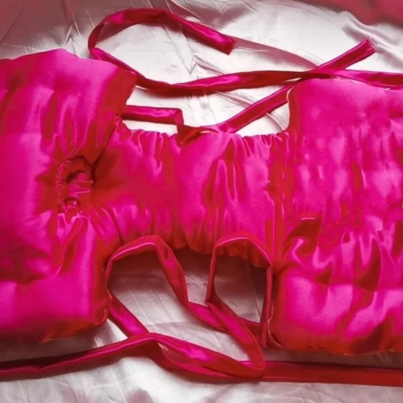 Glossy Soft Floral Silky Touch Men Briefs Lace Up Waistband Filled Cotton Warm Puffy Padding Panties Club Party Sexy Underwear