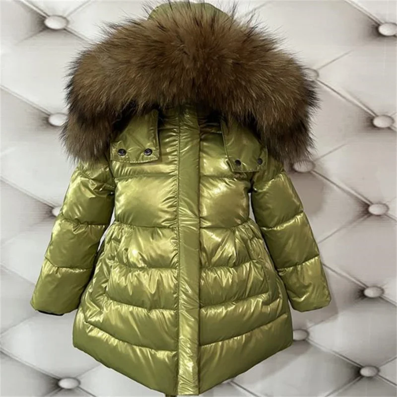 Giacca invernale per bambini 90% piumino d\'anatra collo di pelliccia grande parka caldo per bambini cappotto neonata principessa capispalla caldo