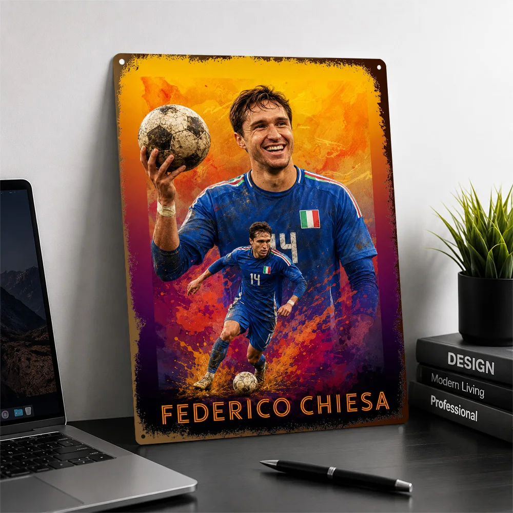 Federico Chiesa Football Textured Poster Personalized Aluminum Metal Sign Club Legacy Style Wall Art Made For Loyal Supporters