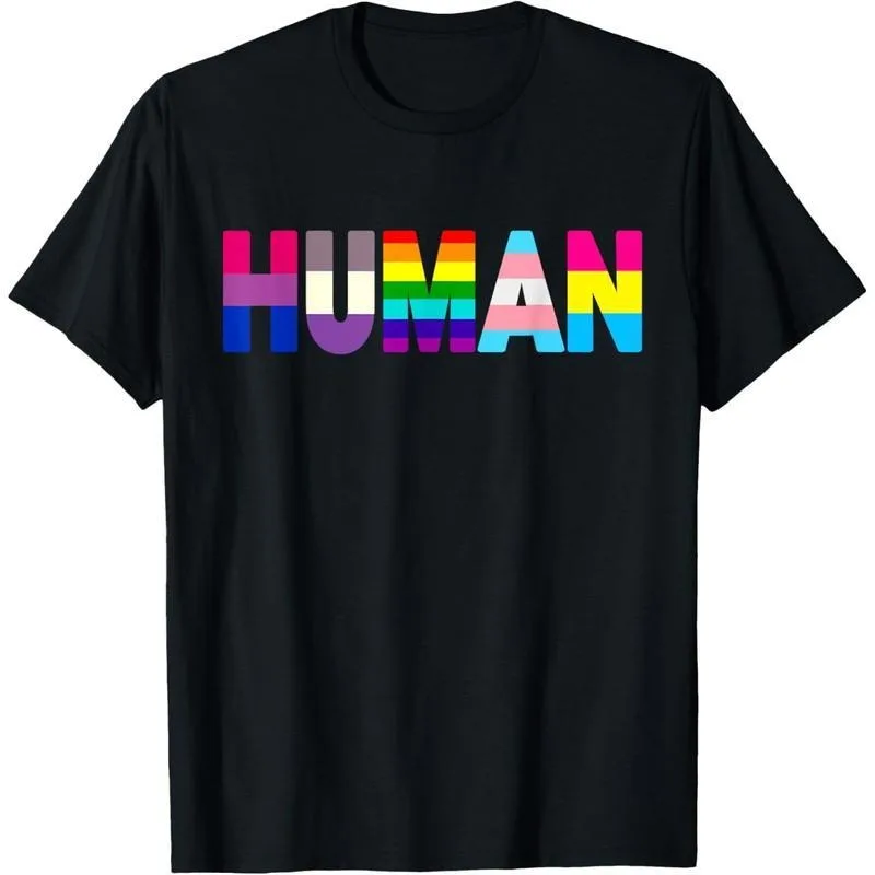 

Human Pride T Shirt LGBTQ Rainbow Flag Graphic Tee Equality Love Unisex Casual Top for Men Women Gay Lesbian Ally Gift