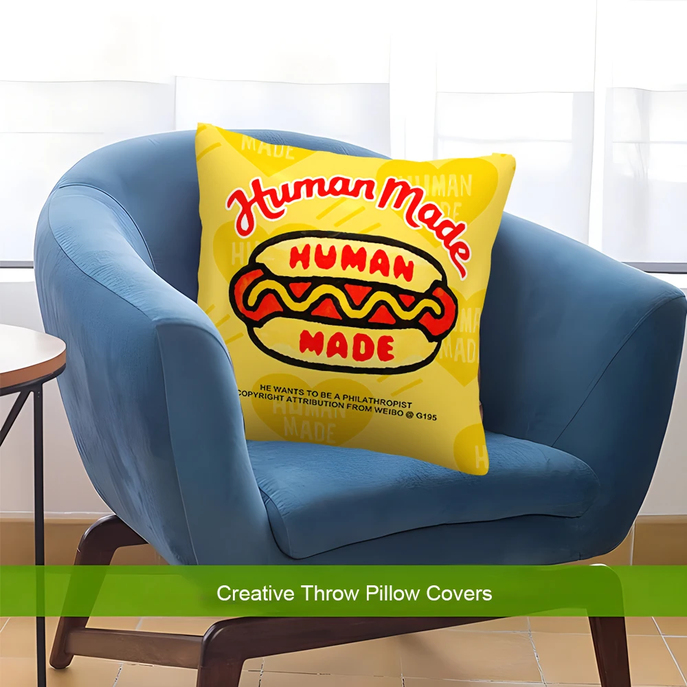 Human Made Pillow Covers for Bed Pillows Cushion Cover Home Decor Pillow Cases Pillowcases 50x50 Pillowcase 40x40 Cover Sofa