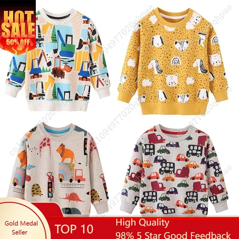 

Jumping Meters New Arrival Autumn Winter Animals Print Boys Girls Sweatshirts Cotton Dinosaur Hoodies Children's Sport Shirt Kid