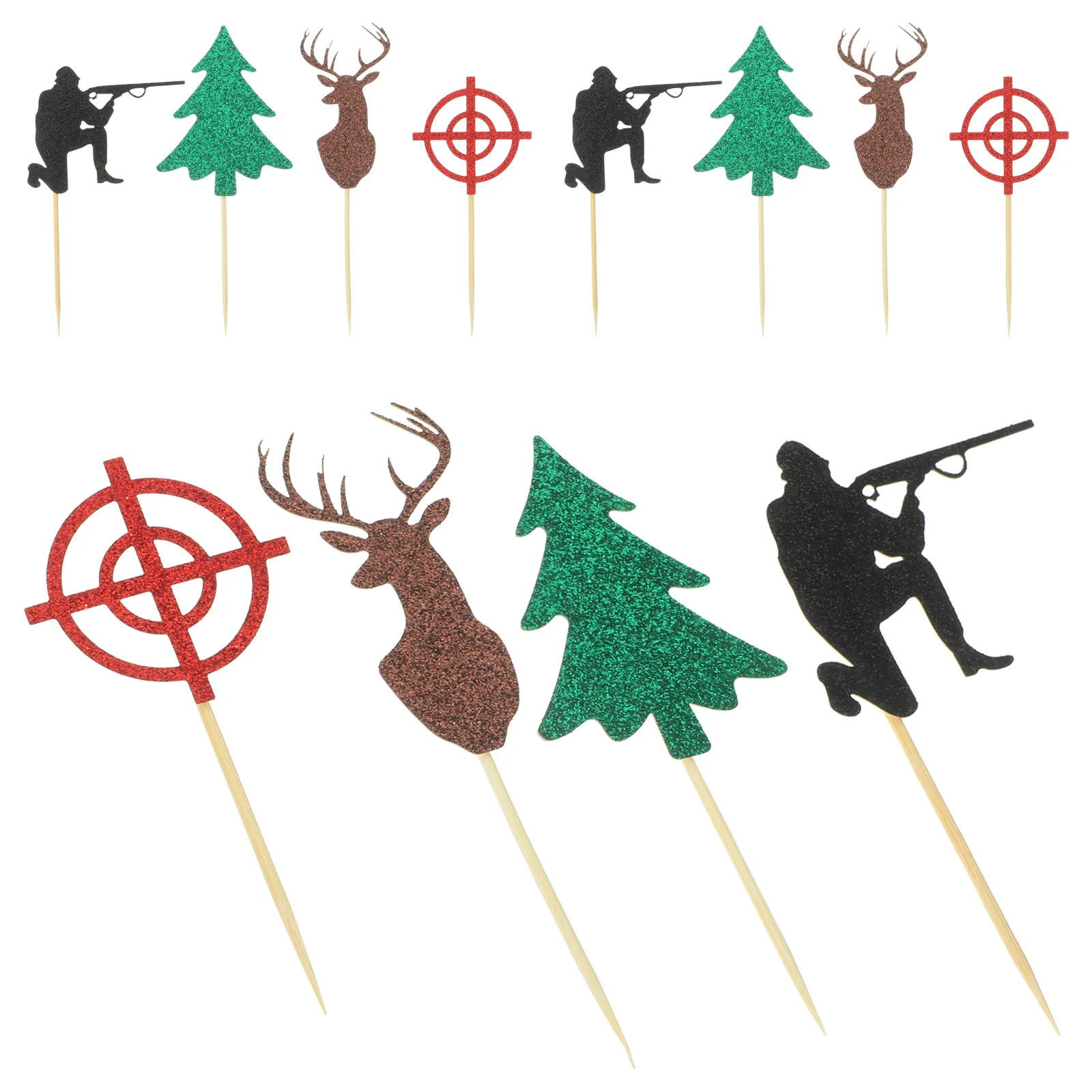 

12pcs Hunting Themed Birthday Cupcake Decors Birthday Cake Decoration Cake Topper Picks Cupcake Toppers