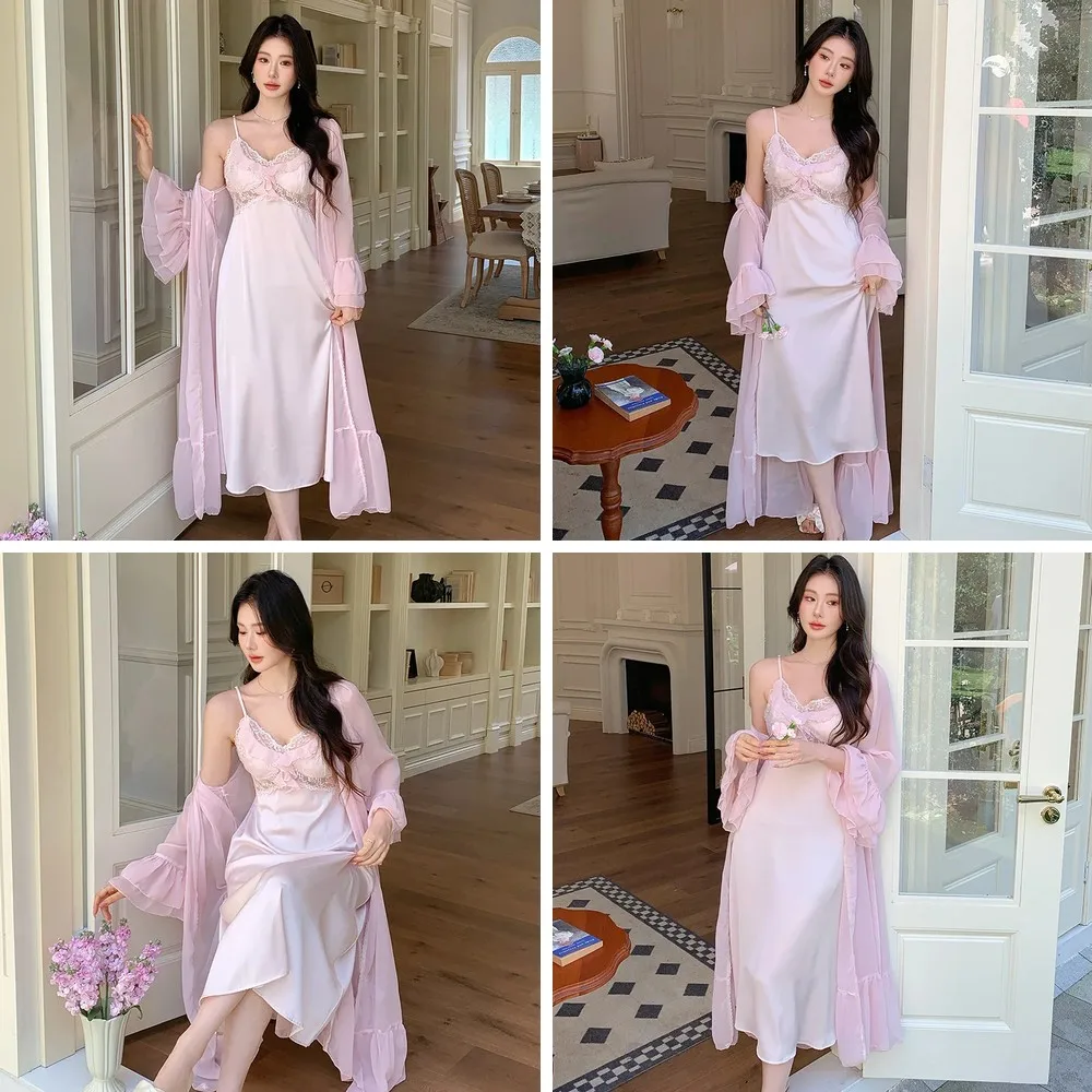 French Style Summer Sexy Camisole & Shorts Set, Ice Silk Nightwear Loungewear Two-Piece Pajamas