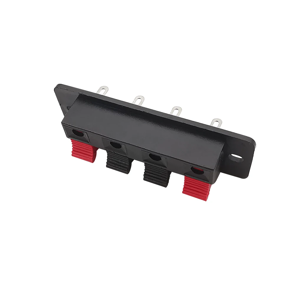 WP4 4 Positions Audio Connector Spring Terminal 4 Way Push in Audio Speaker Cable Wiring Test Clip Socket Red Black