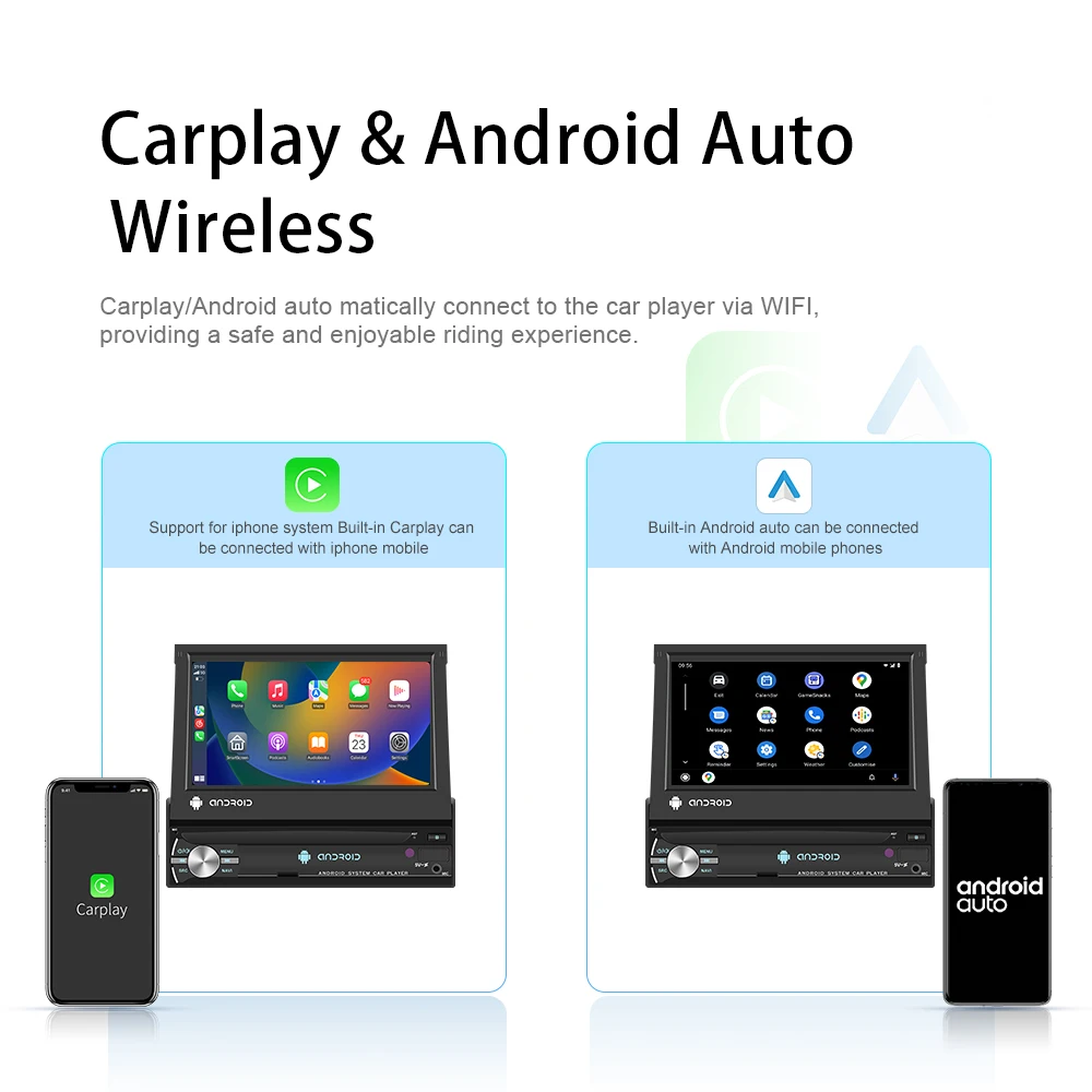 Podofo 1Din Car Radio Android CarPlay Multimedia Video Player 7