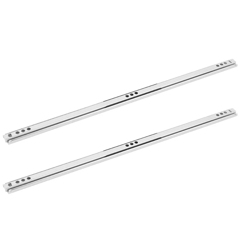 2Pcs Hardware Cold-Roll Steel Sheet Drawer Slide Rail Two Way Slide Silver Drawer Guide 40x1.7cm Ball Bearing Slide Office