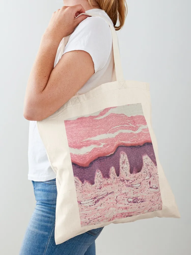

Human skin with sweat glands under the microscope Tote Bag Women's tote bag shopping bag logo Lady