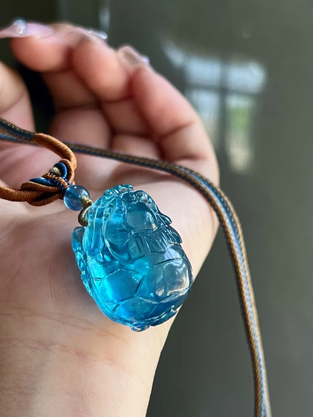 Natural Blue Aquamarine Oval Dragon Turtle Pendant Aquamarine Brazil 26x20mm Women Fashion Jewelry AAAAAA