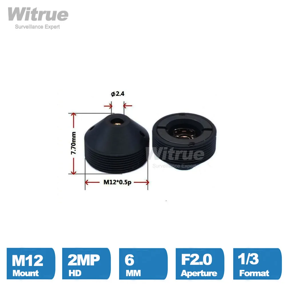 Witrue m12 otworkowej obiektywy kamery przemysłowej 6MM M12 * 0.5 do montażu na 1/3 "F2.0 53 stopni dla bezpieczeństwa kamery cctv — zdjęcie 3