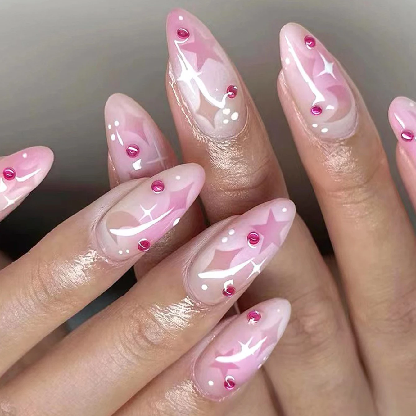 24 stuks lange Franse minimalistische kleur bijpassende nagels met 1 jelly gel en 1 nagelvijl