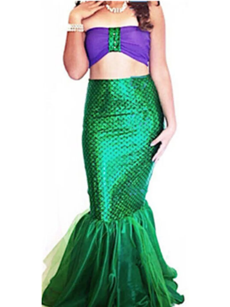 Sexy Women's 2XL Stage Performance Clothing Set, Strapless Mermaid Bra Tube Tops + Fish Scale Print Fishtail Skirt 2025 New BL9