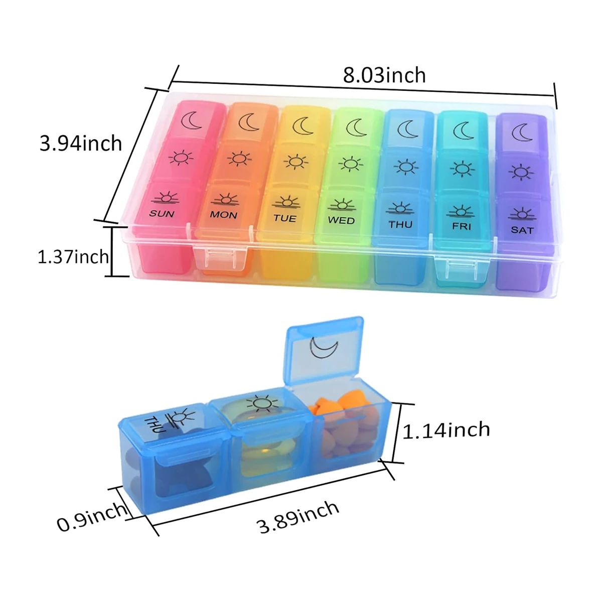 منظم حبوب أسبوعي، 3 مرات في اليوم، تذكير الأدوية المحمولة للفيتامينات/زيت السمك/المكملات. #2