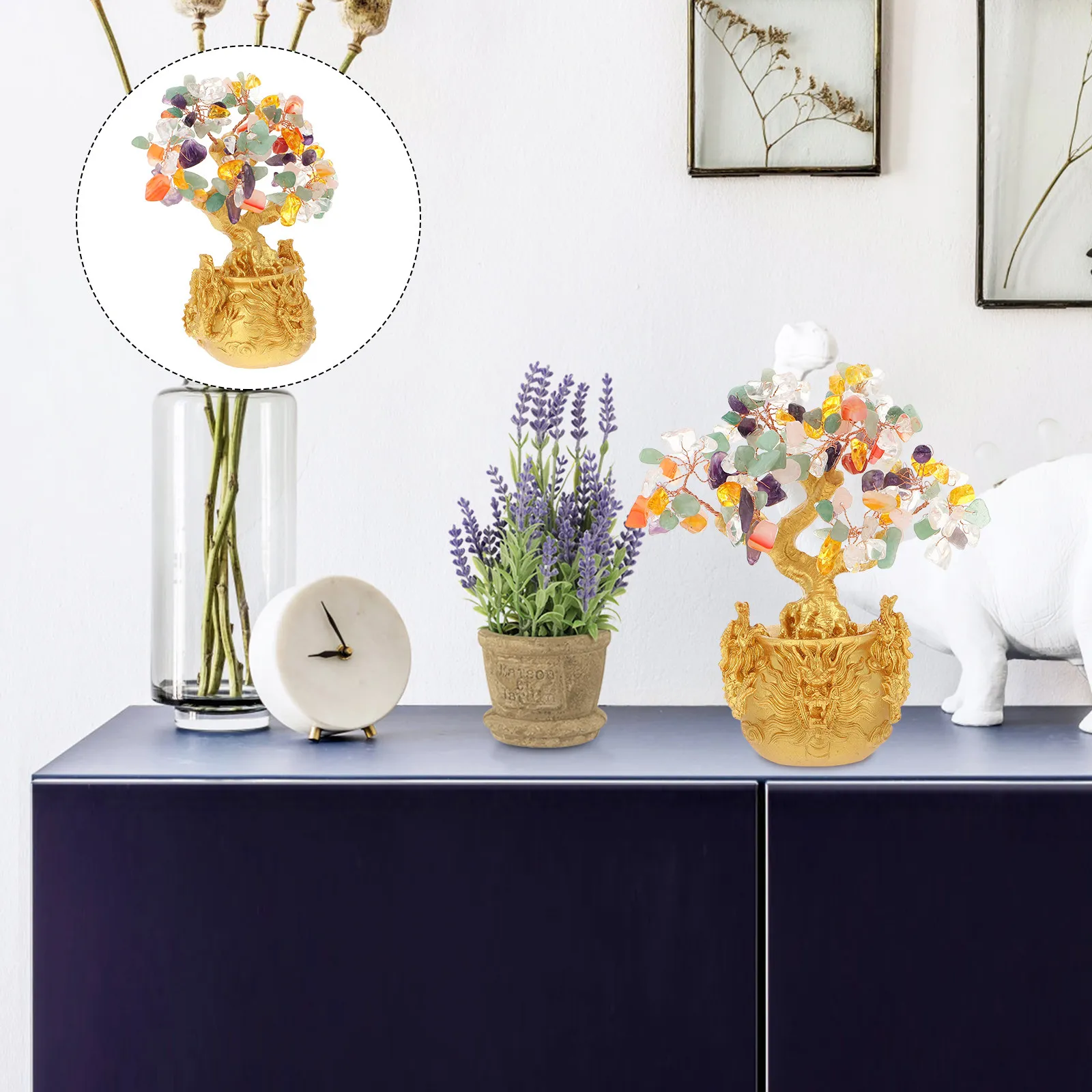 

1 шт. Хрустальное денежное дерево, премиум-класс, из смолы, для декора рабочего стола, фэн-шуй бонсай для украшения дома и сада (в помещении и на улице)