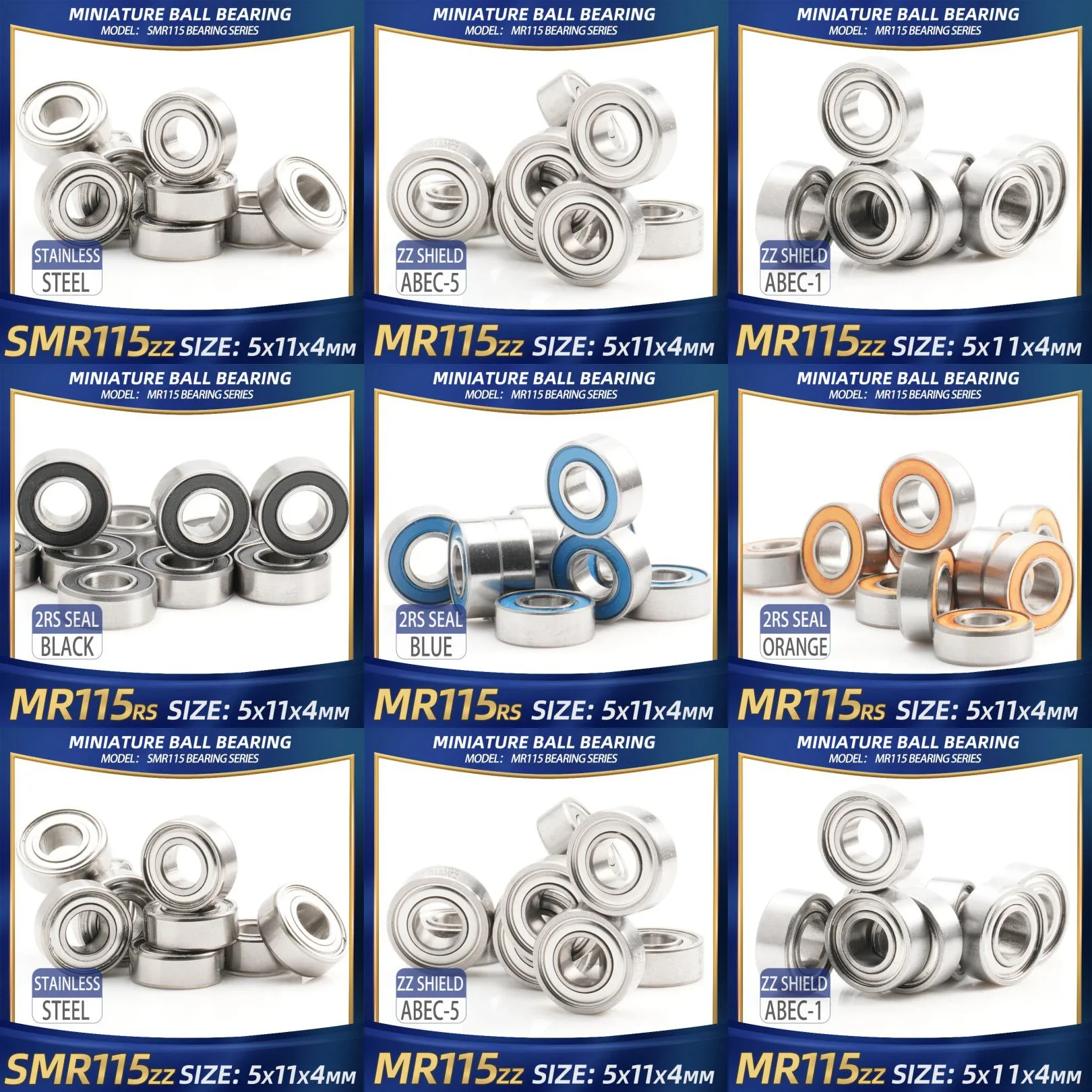 Rodamiento MR115 ZZ 5x11x4mm 10 Uds MR115ZZ RS 2RS SMR105 rodamientos de pieza de mano para motores industriales fuertes de alta velocidad