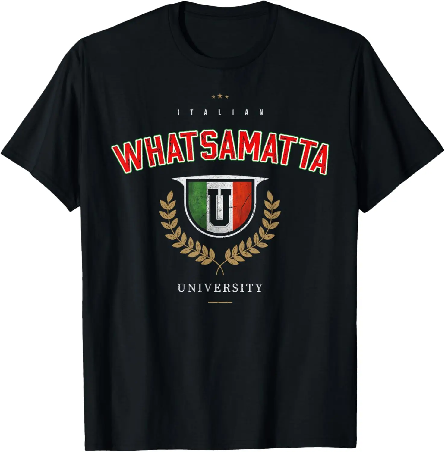 

Итальянский Whatsamatta U University Италия Забавный каламбур Мужчины Женщины Футболка