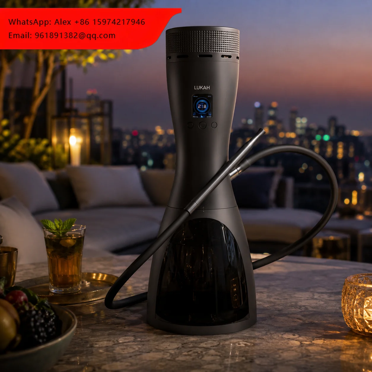 

Professional Modern Stainless Steel Lacquer Mini Electric Hookah | Rechargeable Portable Travel Gift Box LED Light Digital Lukah