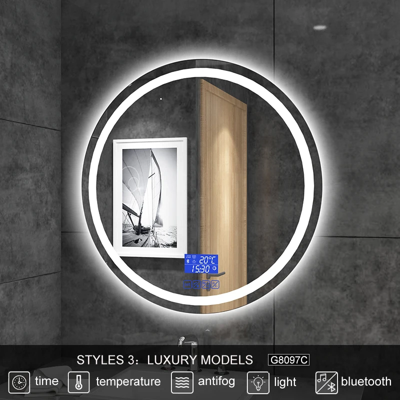 

Custom Made Smart LED Bathroom Nordic Backlit Round Mirror Bluetooth-compatible Home Decor