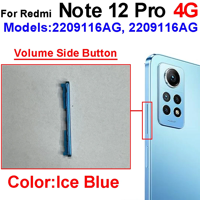 For Xiaomi Redmi Note 12 Pro Plus 4G 5G Up/Down Volume Side Button Volume Button Power Side keys Replacement Repair Spare Parts