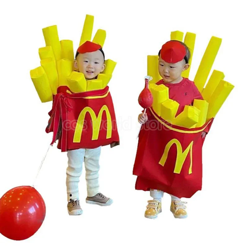 

Halloween Creative Funny Spoof Fries Baby Costume Set for Boys Girls Kids Cute Stage Performance Costumes Fries Jumpsuit Suits