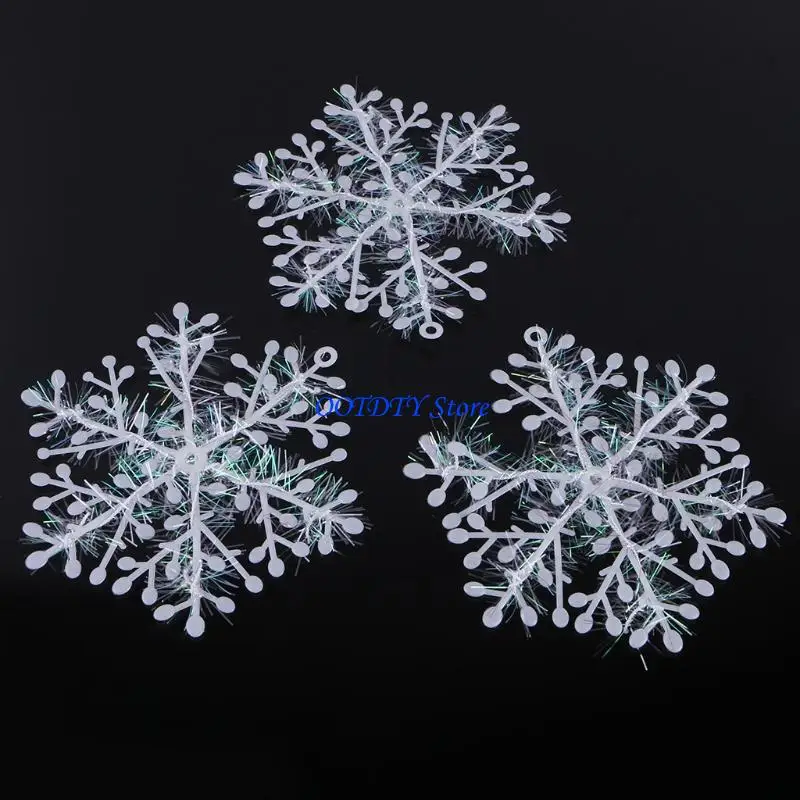 367A 3 pcs White Snowflake Ornaments Christmas Tree Deco Festival Decortion - Detail 1