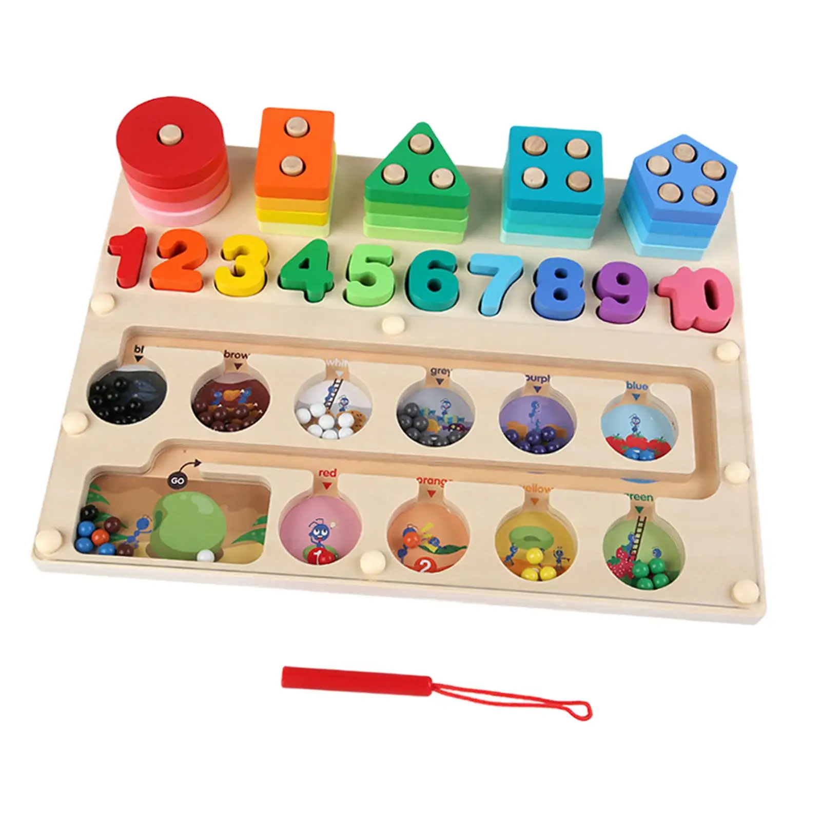 Montessori ของเล่นเพื่อการศึกษาคณิตศาสตร์การตรัสรู้ Magnetic Maze Board จํานวนนับการเรียงลําดับสีสําหรับของขวัญวันเกิดเด็กวัยหัดเดิน