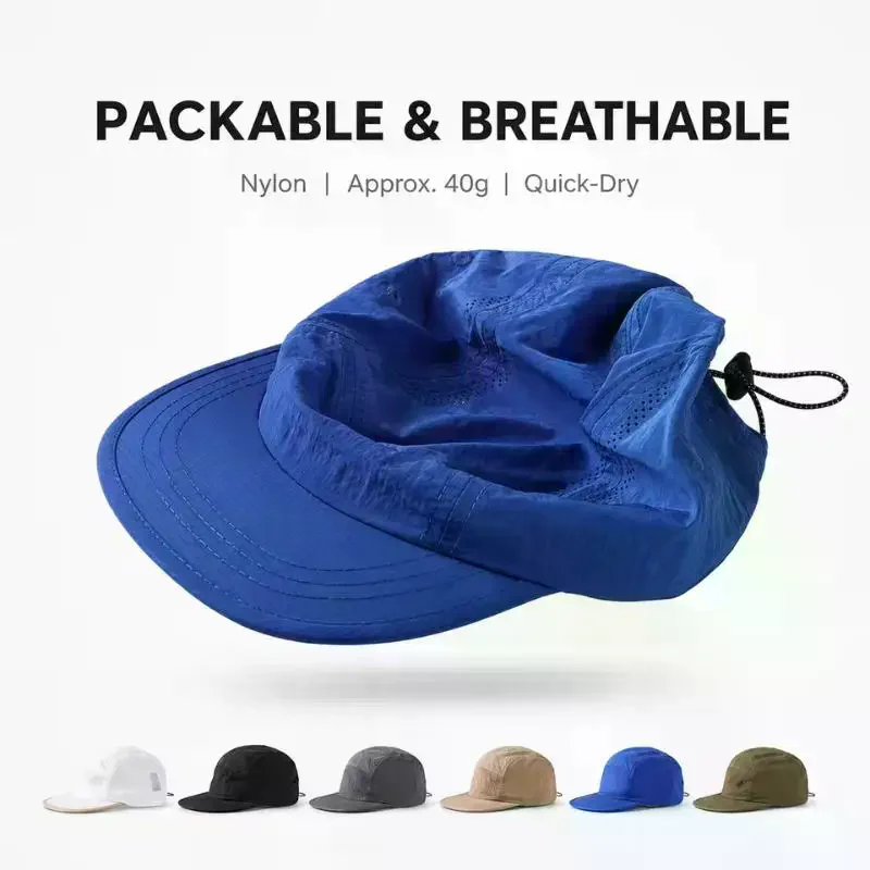 Ultra-light 40g Quick Dry 5 Panel Cap Men Women Sun Hat Foldable Soft Brim Breathable Outdoor Running Sports Baseball Cap