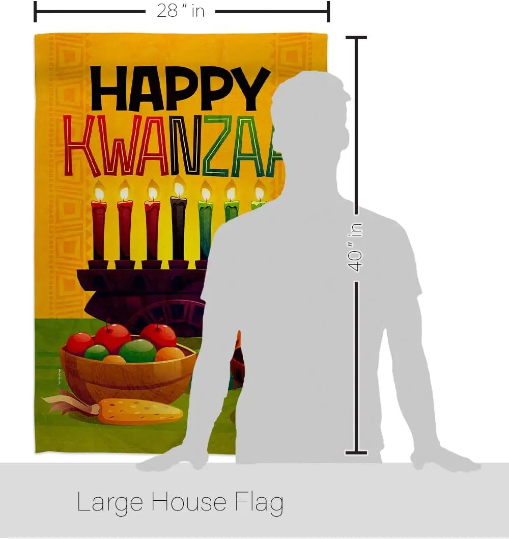 Harvest Kwanzaa House Flag Black History Kinara Candles Celebrates African Americans Heritage Decoration Banner Small Garden Yar