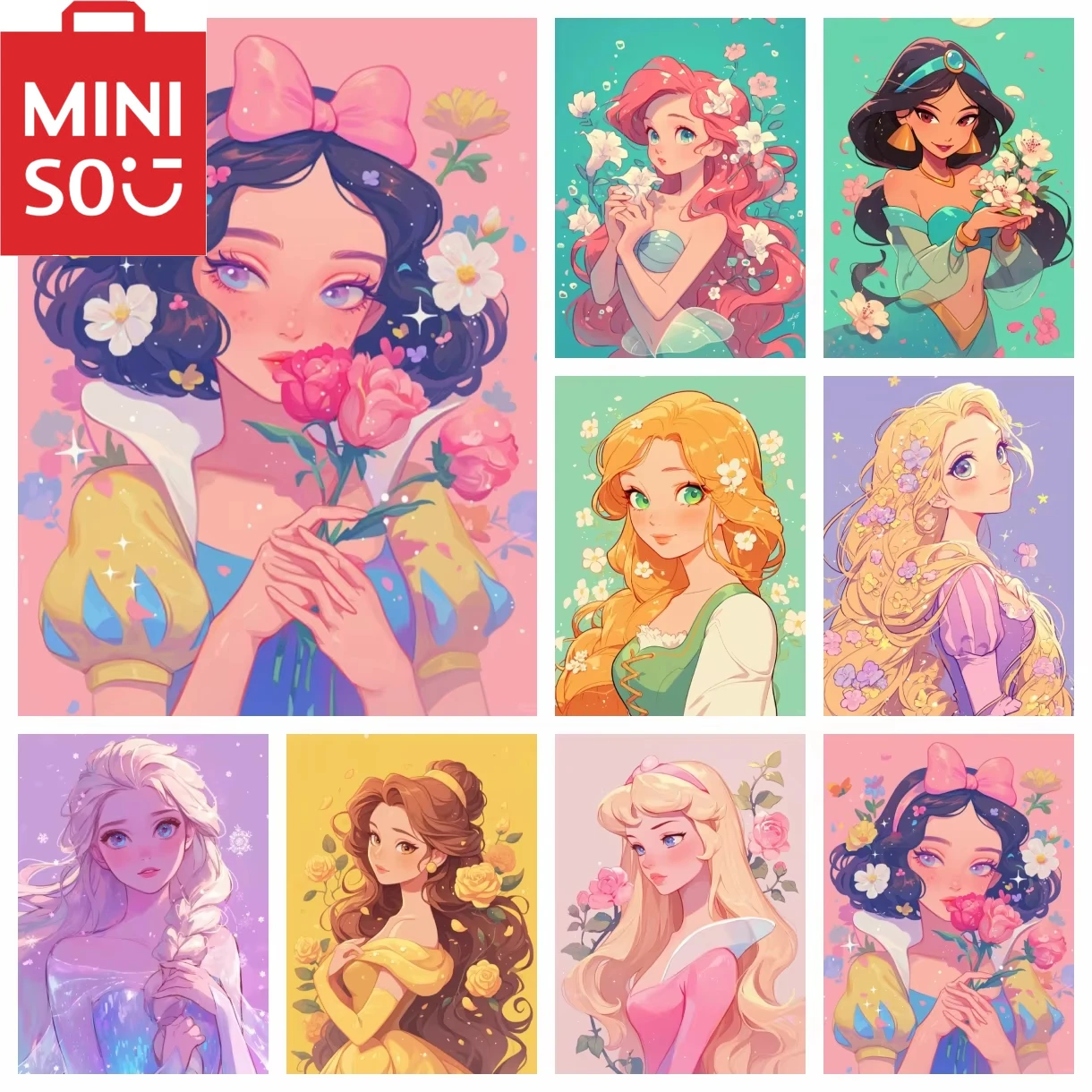 

MINISO DIY картина маслом по номерам принцесса Диснея и цветы Белоснежка украшение дома настенный декор для спальни лучший подарок рамки