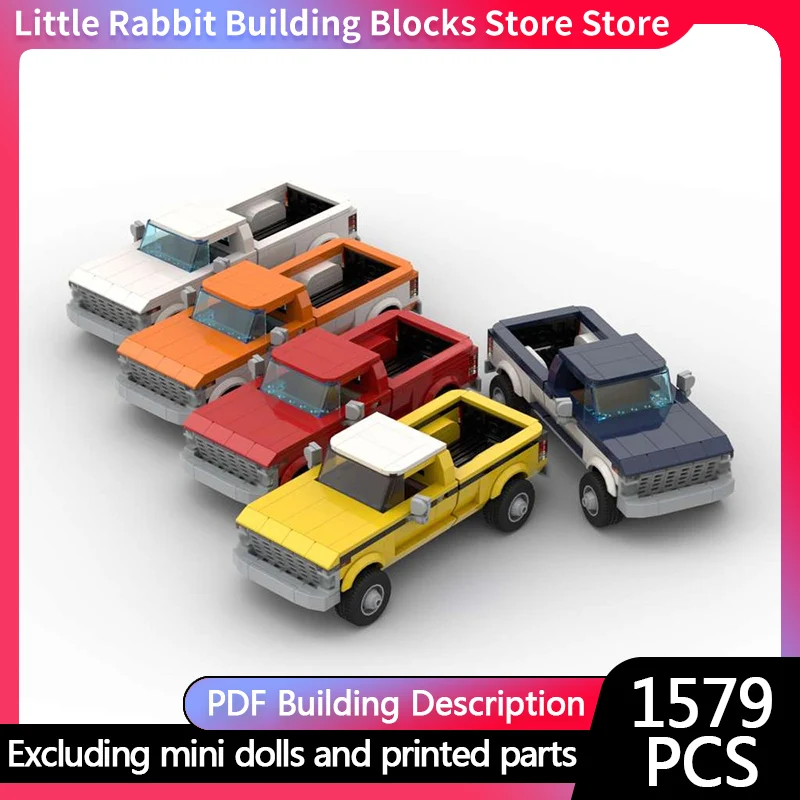 City Car Model MOC Building Bricks F-100 Pickup Truck Vehicle Pack Modular Technology Children Holiday Gifts Assemble Toys Suit