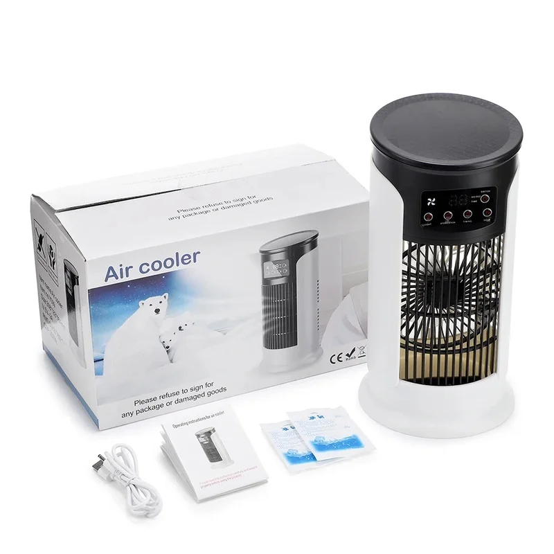 Afbeelding 6: Ultra-coole persoonlijke verdampingsluchtkoeler |   6 aangepaste windstanden, hydraterende nevelbevochtiging, helder digitaal LED-scherm
