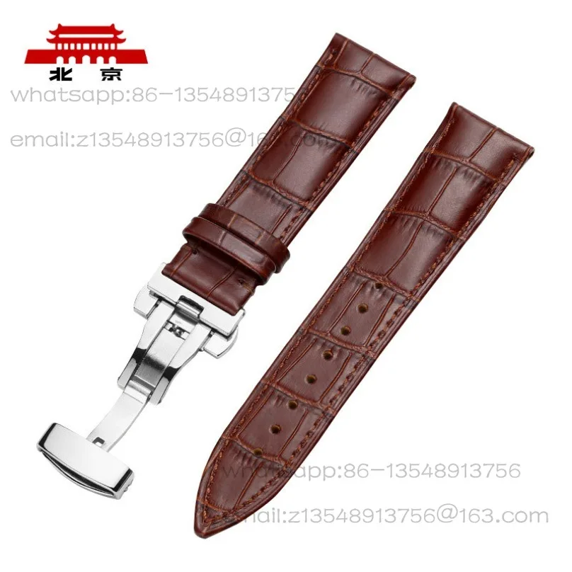 

Кожаный ремешок для часов Beijing подходит для 20-миллиметрового серебристого стального ремешка с застежкой-бабочкой и пряжкой.