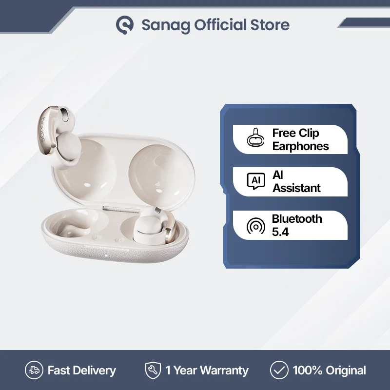 Sanag S9S AI Bluetooth Earphone Voice Translation Wireless Headphone OWS Ear Clip Headset Bluetooth 5.4 IPX4 Stretchable Earbuds