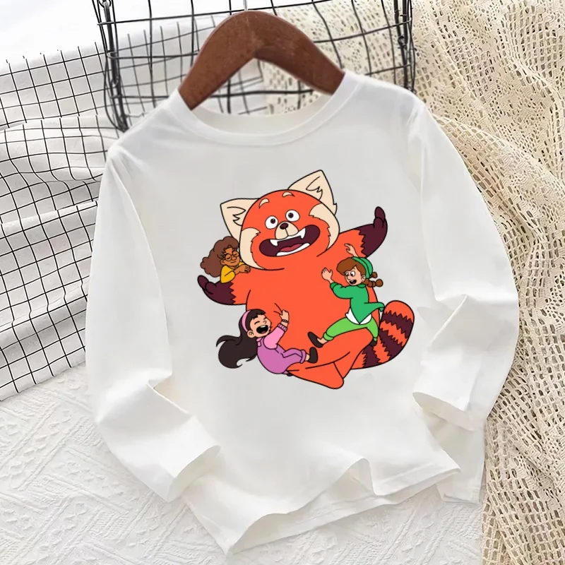 

Детская футболка с принтом красной панды Мэй Ли, милая детская футболка с длинными рукавами, осенняя одежда для маленьких мальчиков и девочек, повседневная детская футболка