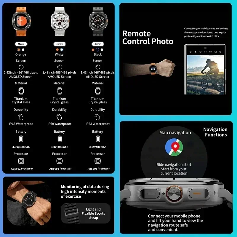 Xiaomi 2025 для Samsung, новые Galaxy Watch 7 Ultra GPS Trackr NFC Смарт-часы для мужчин Пользовательские AMOLED Bluetooth-вызовы Спортивные умные часы