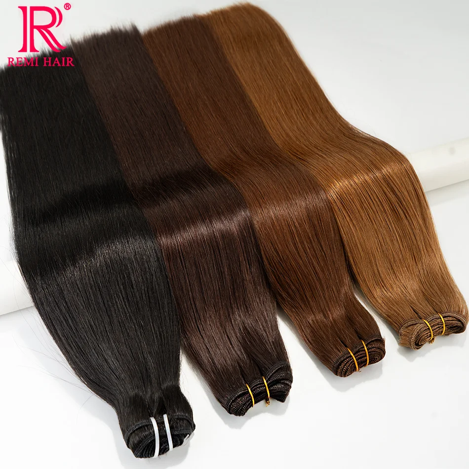 REMI-Extensões de cabelo humano para mulheres, cabelo de trama, feixes de cabelo costurados coloridos, mega cabelo tecelagem, 100% cabelo humano real