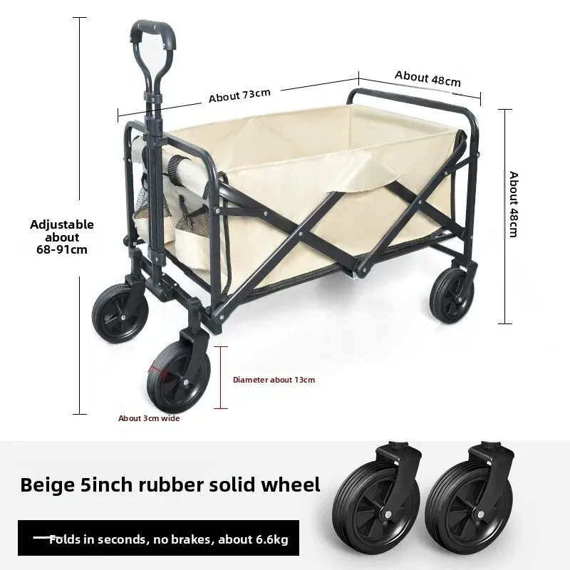 Folding Camping Cart Collapsible Utility Wagon for Outdoor Picnic Beach Vendor Trolley