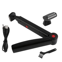 Handle Hair Removal Tool Men Shave 180 Degree Electric Back Shaver Foldable Battery Manual Shaver