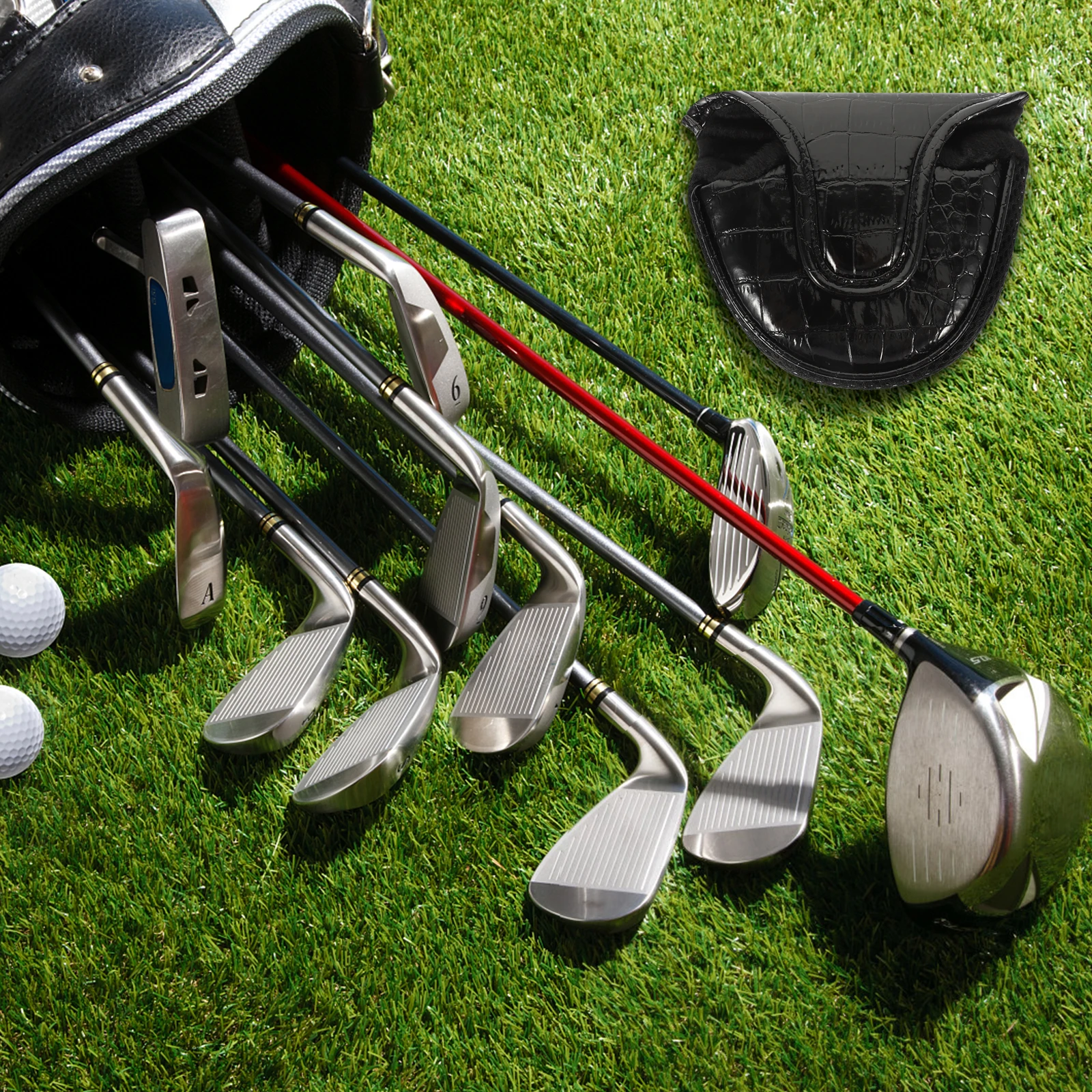 

1pc Golf Club Head Cover Protective Case for Center Shaft Mallet Putter Durable PU Material Golfing Accessories Men Women