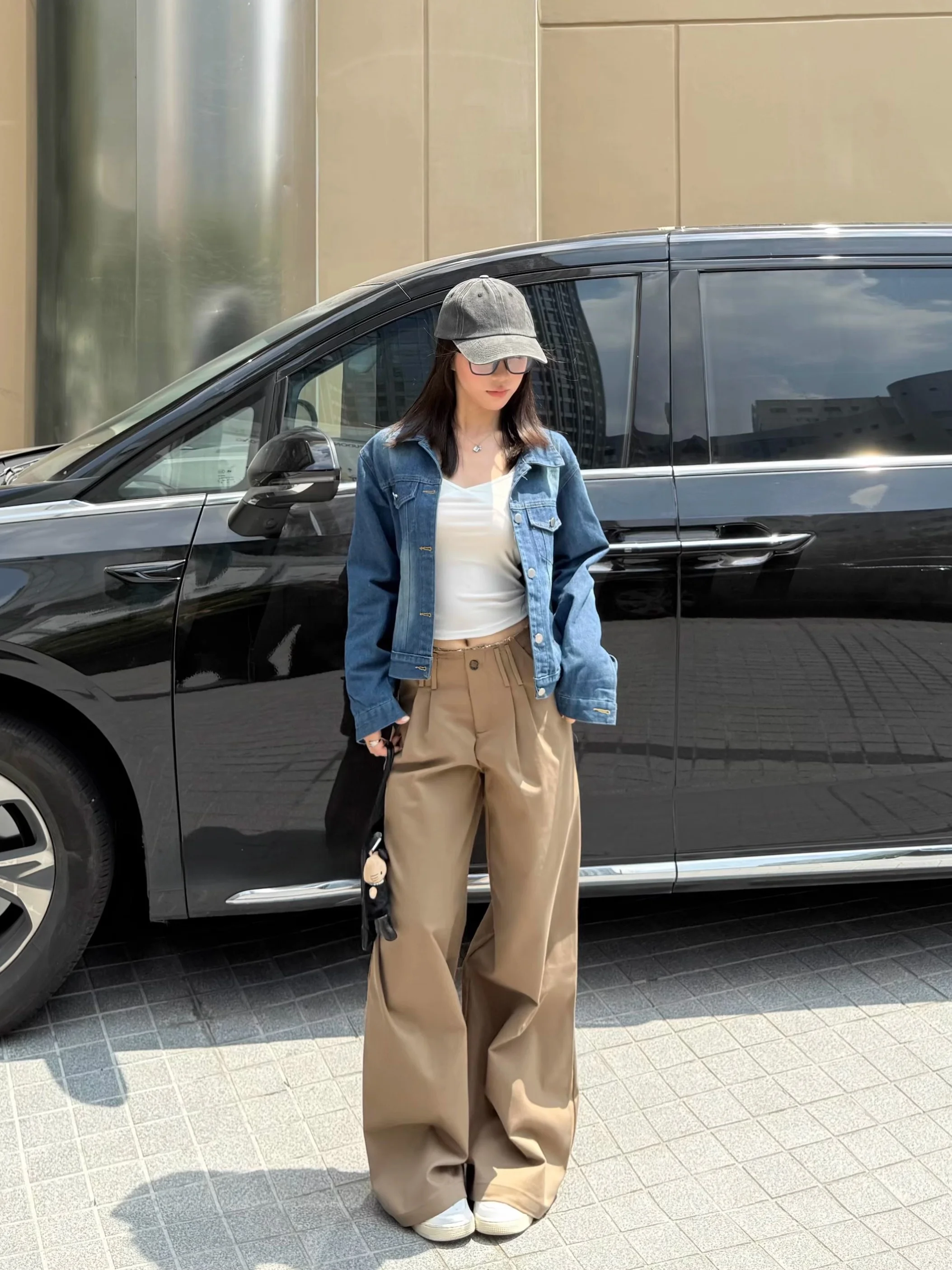 

Женские повседневные брюки цвета хаки с высокой талией, широкими штанинами, свободного кроя, струящиеся, универсальные, в пол, прямого силуэта, для офиса