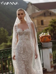 Romantic Sweetheart Neck Wedding Dress Sparkly Sequins Appliques Bride Robe Elegant Mermaid Long Bridal Gown Robe De Mariée