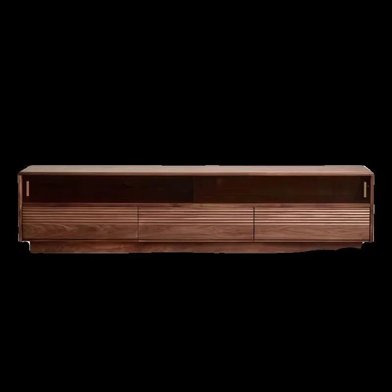

North American black walnut TV cabinet living room small apartment modern simple solid wood floor-to-ceiling TV cabinet base