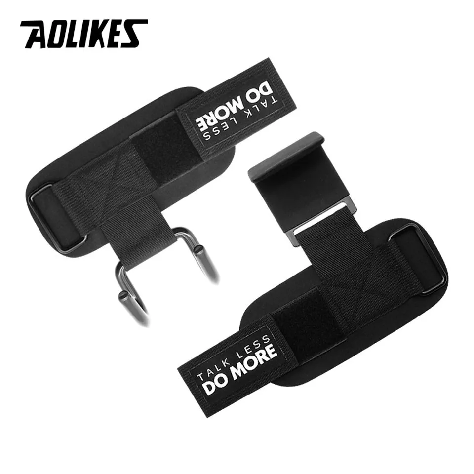 AOLIKES 1 Pair Weight Lifting Hook Hand Bar Wrist Straps Glove Weightlifting Strength Training Gym Fitness Hook Support Lift