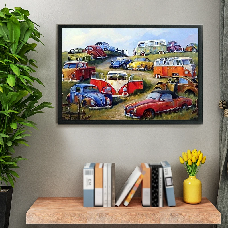 GATYZTORY Frame Painting By Numbers Diy Gift For Adults Colorful Bus Paint By Number Unique Handmade Home Decors Artwork 60x75cm