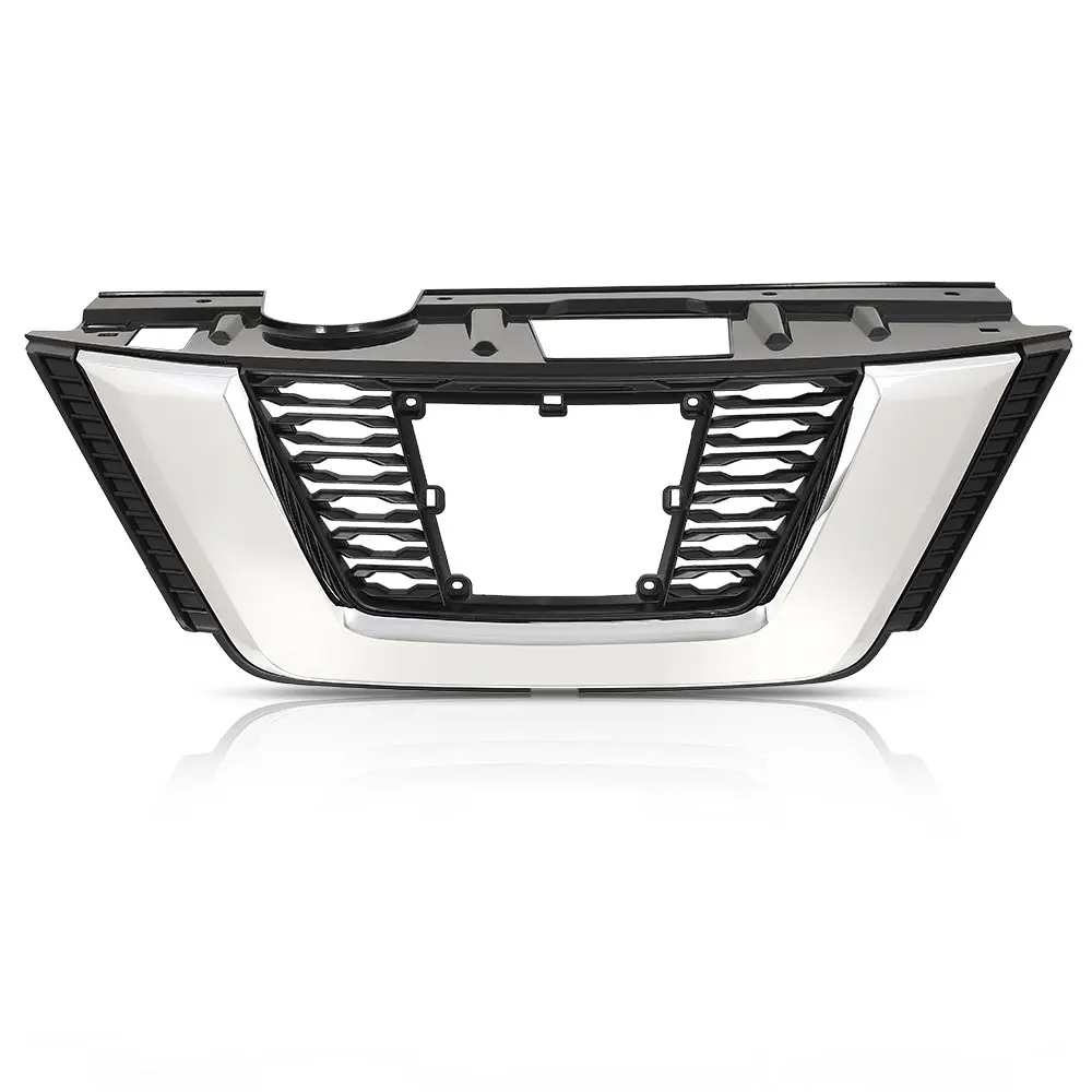 

Front Upper Bumper Grille Assembly Trim Chrome Compatible with Nissan Rogue 2017-2019