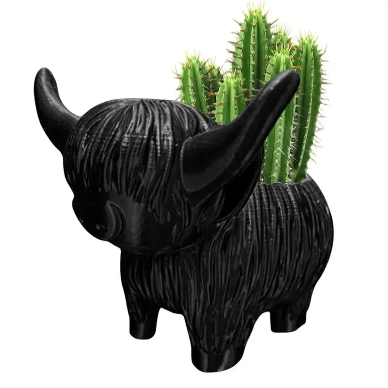 Highland Cow Planter Cute Highland Cow Planter Cow Garden Backyard Flower Resin Succulent Planter For Indoor Outdoor