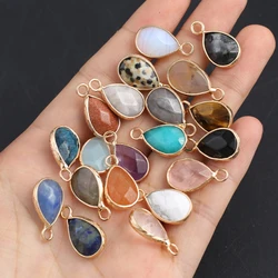 5PC Faceted Natural Stone Pendant Water Drop Shape Rose Quartz Amazonites Charm for Jewelry Making DIY Necklace Earrings 10x17mm