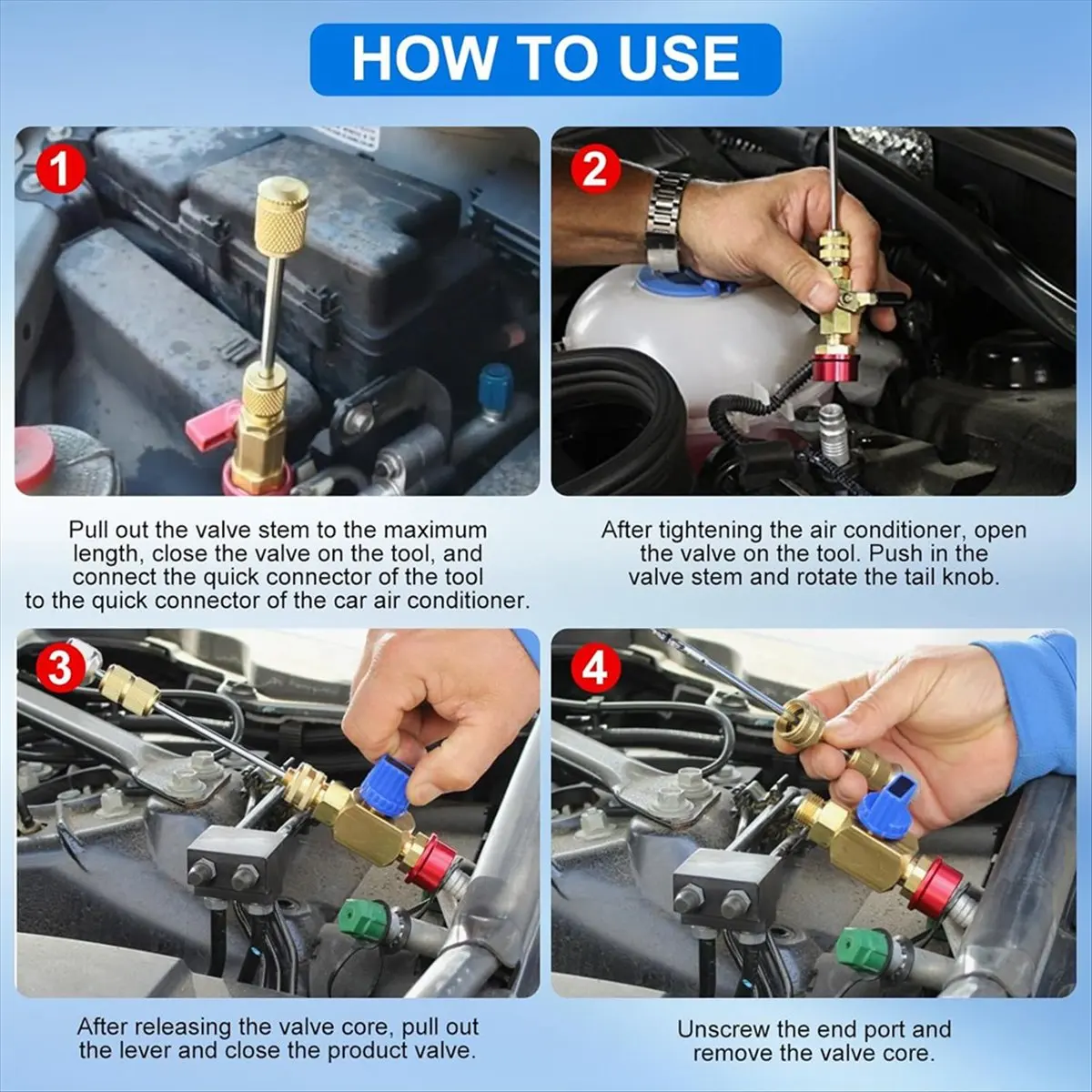

A78I R134A R1234YF Valve Core Remover Tool, Air Conditioning Valve Core Remover Installer Tool Set for R134a R1234yf R22