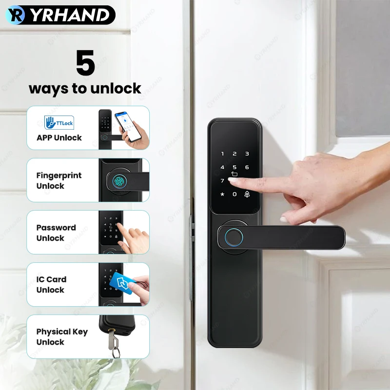 Bluetooth TTLock App Замок отпечатков пальцев cerradura inteligente Сенсорный экран Smart Lock Безопасность Цифровой электронный замок для дома